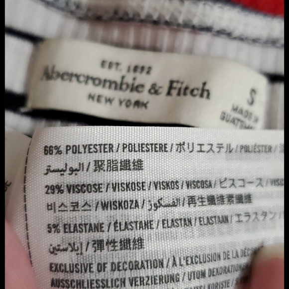 Abercrombie & Fitch  black & white striped bodysuit bell sleeve Sml EUC - Picture 4 of 8